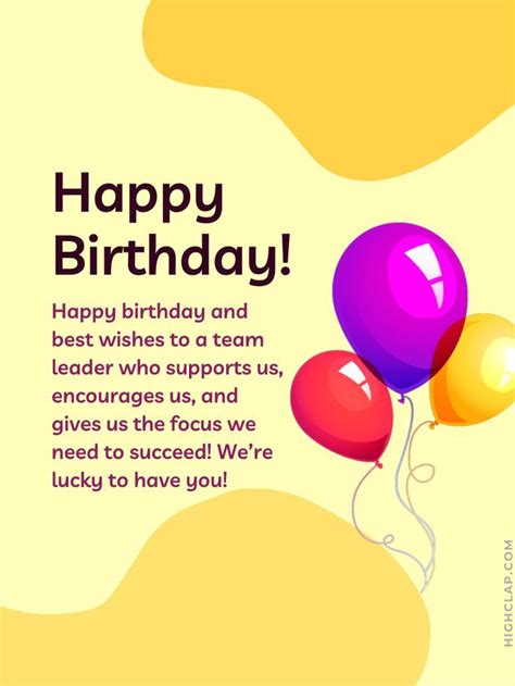 Wishes from the Team or Department